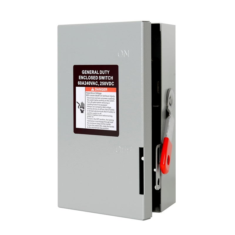 S7 2P 60A 120/240V Single Phase 2 Wire Duty Safety Switch Outdoor Non-Fusible Safety Switch - Image 2